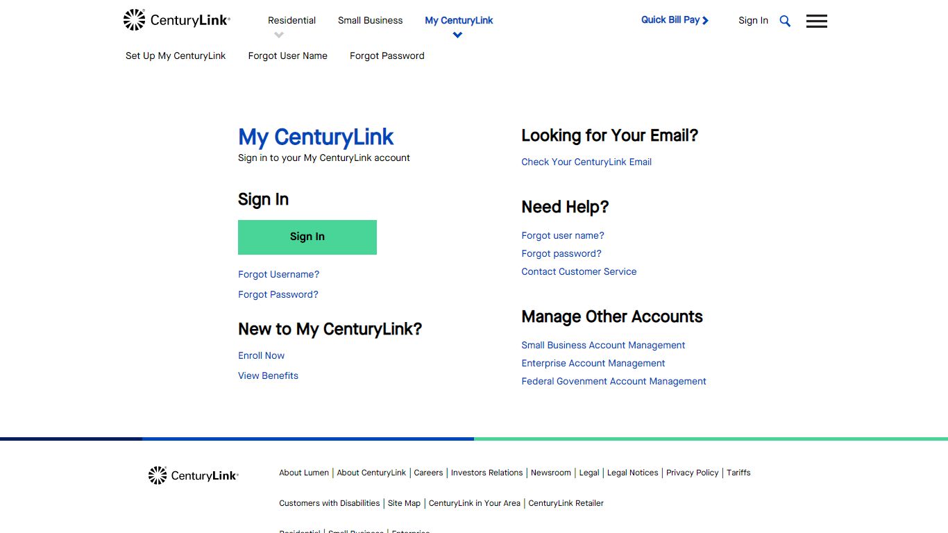 Sign In | My CenturyLink